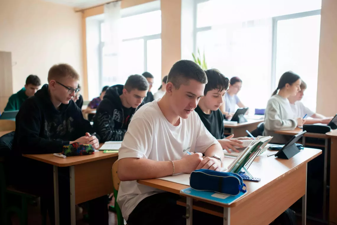 High school students during a lesson