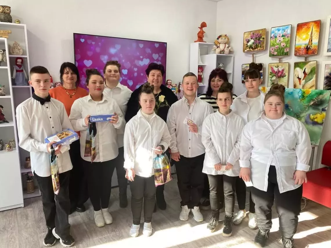 Group photo of students at the children's space in Nizhyn