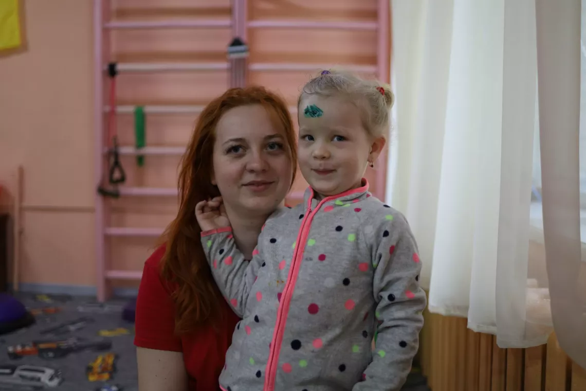 Four-year-old Valerie with her mother Kateryna