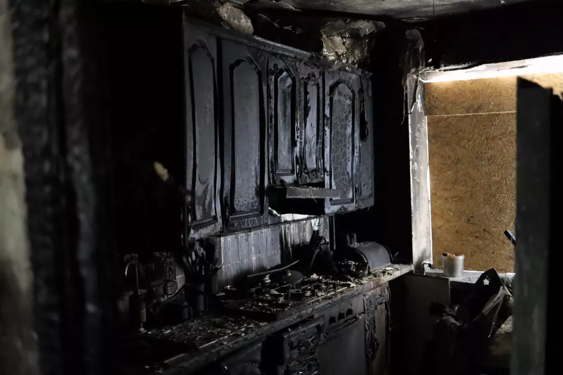 KItchen, burned and destroyed by the shelling in Sumy