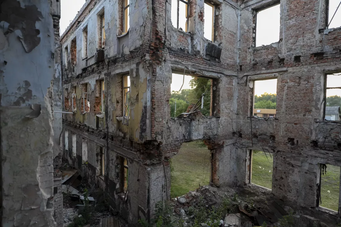 Ruins of an educational institution in Kharkiv