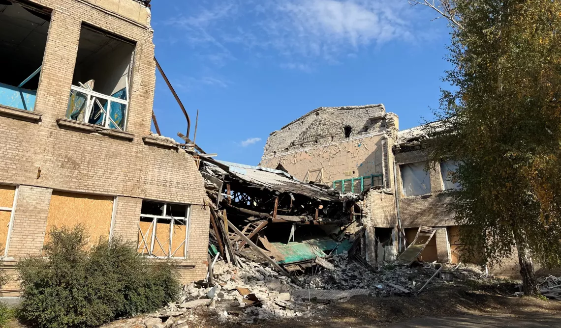 Ukraine. A badly damaged school is pictured in Kramatorsk.