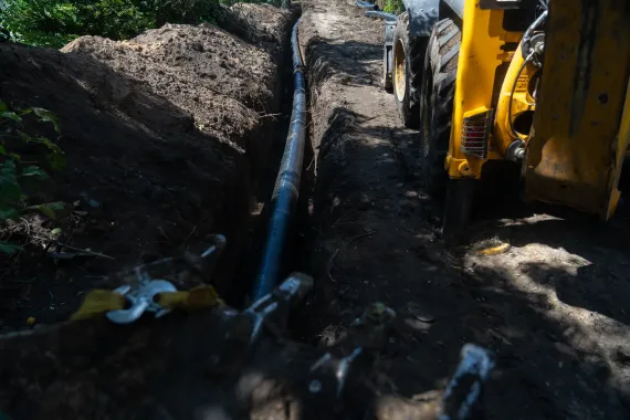 Repair works at the water utility facility.