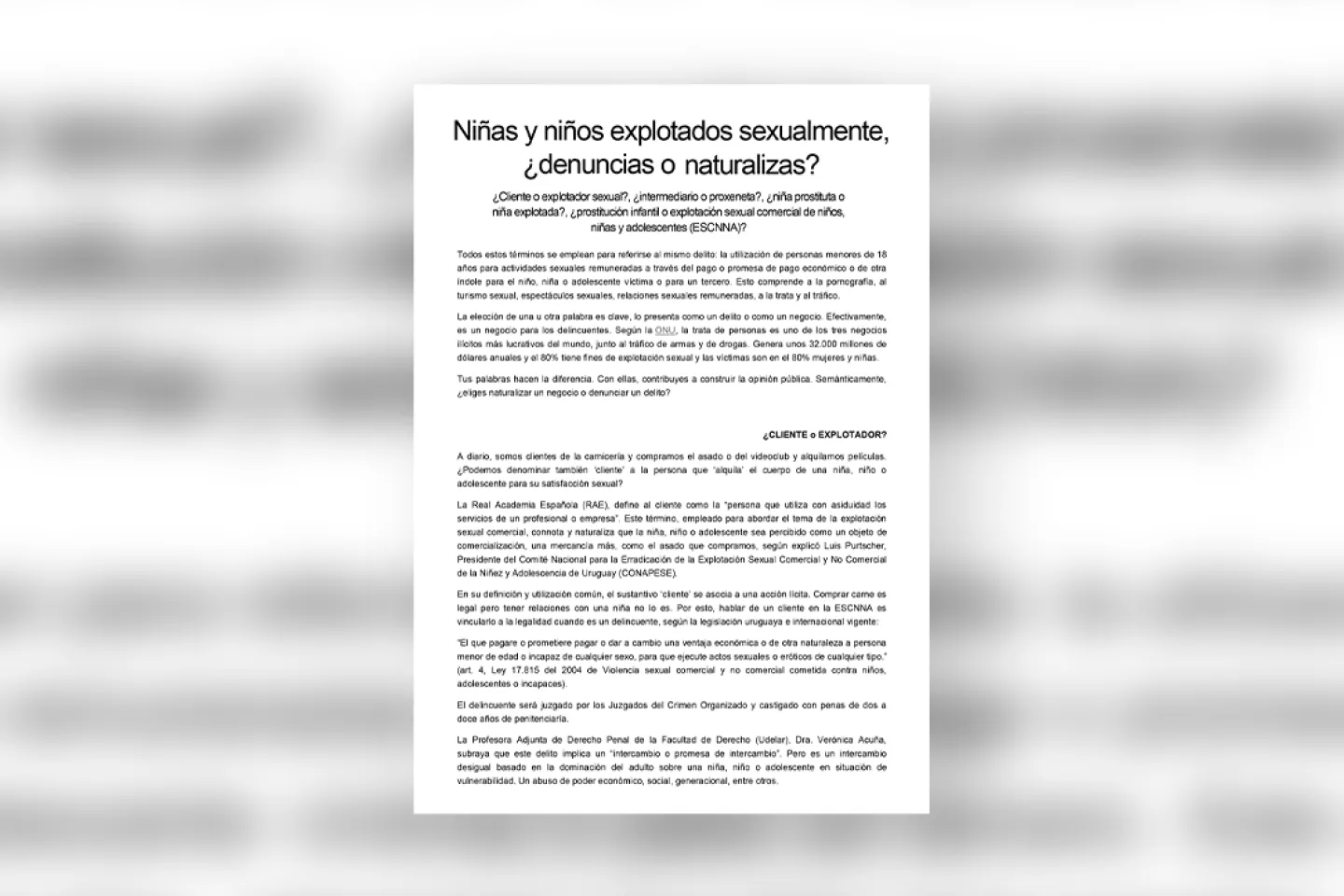Tapa de documento "Ni&ntilde;as y ni&ntilde;os explotados sexualmente, &iquest;denuncias o naturalizas?"