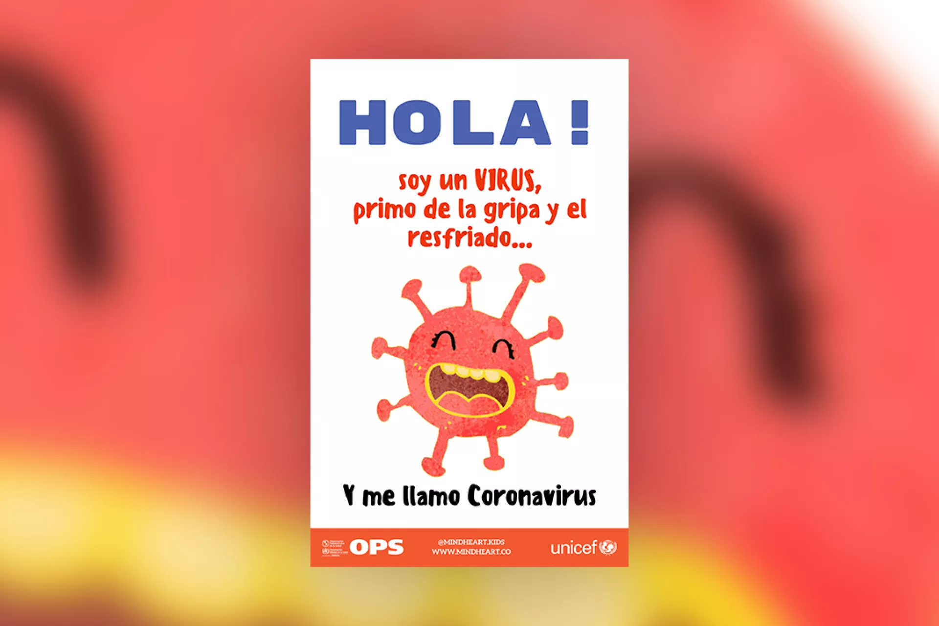 Tapa de libro para ni&ntilde;os "&iexcl;Hola! soy un virus primo de la gripa y el resfriado y me llamo coronavirus"
