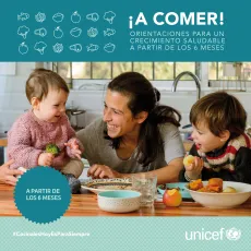 Tapa de publicaci&oacute;n "&iexcl;A comer!" sobre alimentaci&oacute;n para ni&ntilde;os de 6 meses a 3 a&ntilde;os