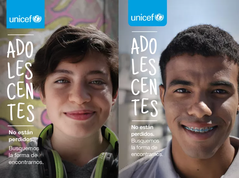 Afiches de la campa&ntilde;a, retrato de dos adolescentes