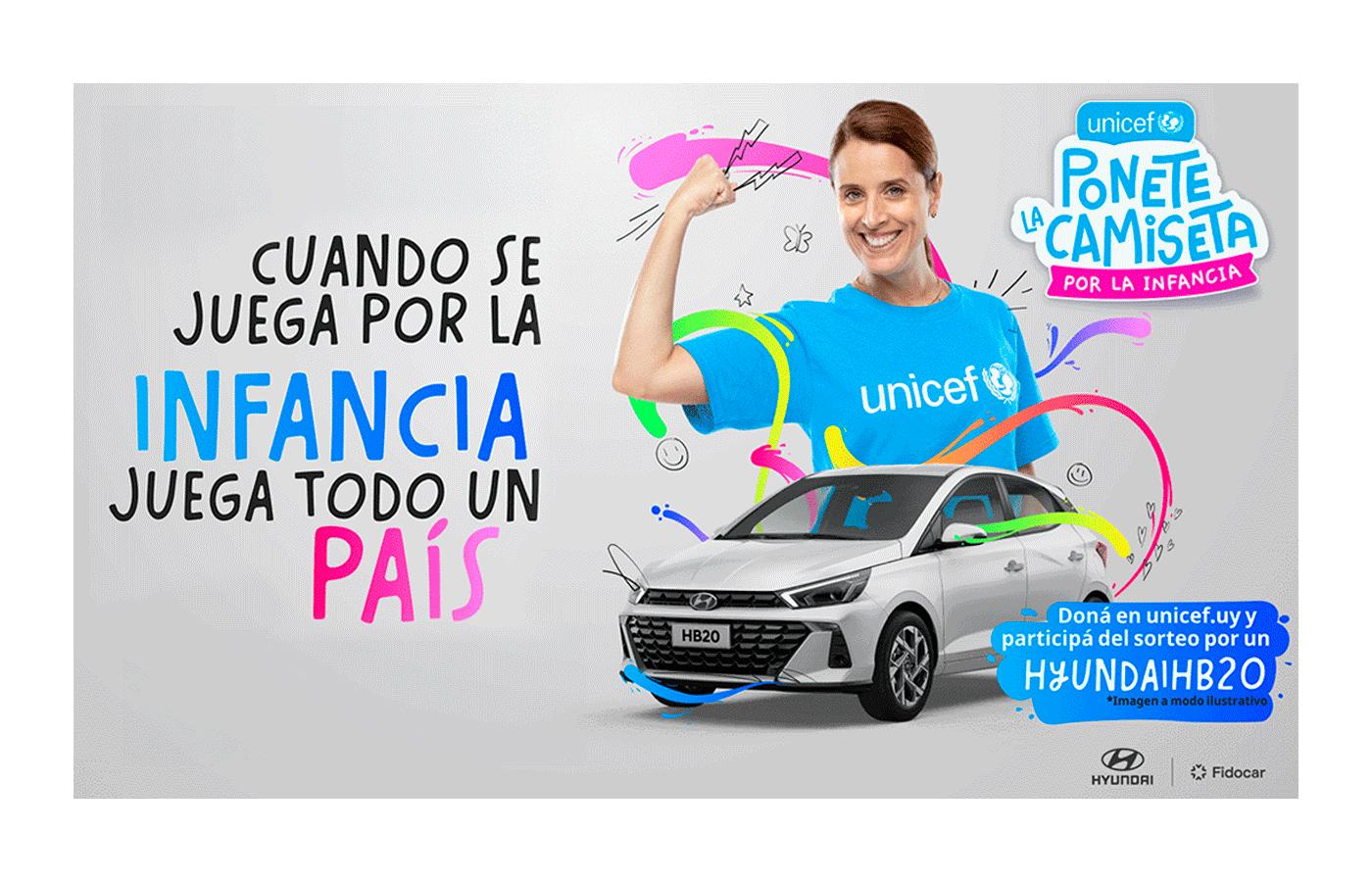Ponete la camiseta y Mar&iacute;a Noel Riccetto, junto con el auto 0km Hyundai HB20 que se sortea