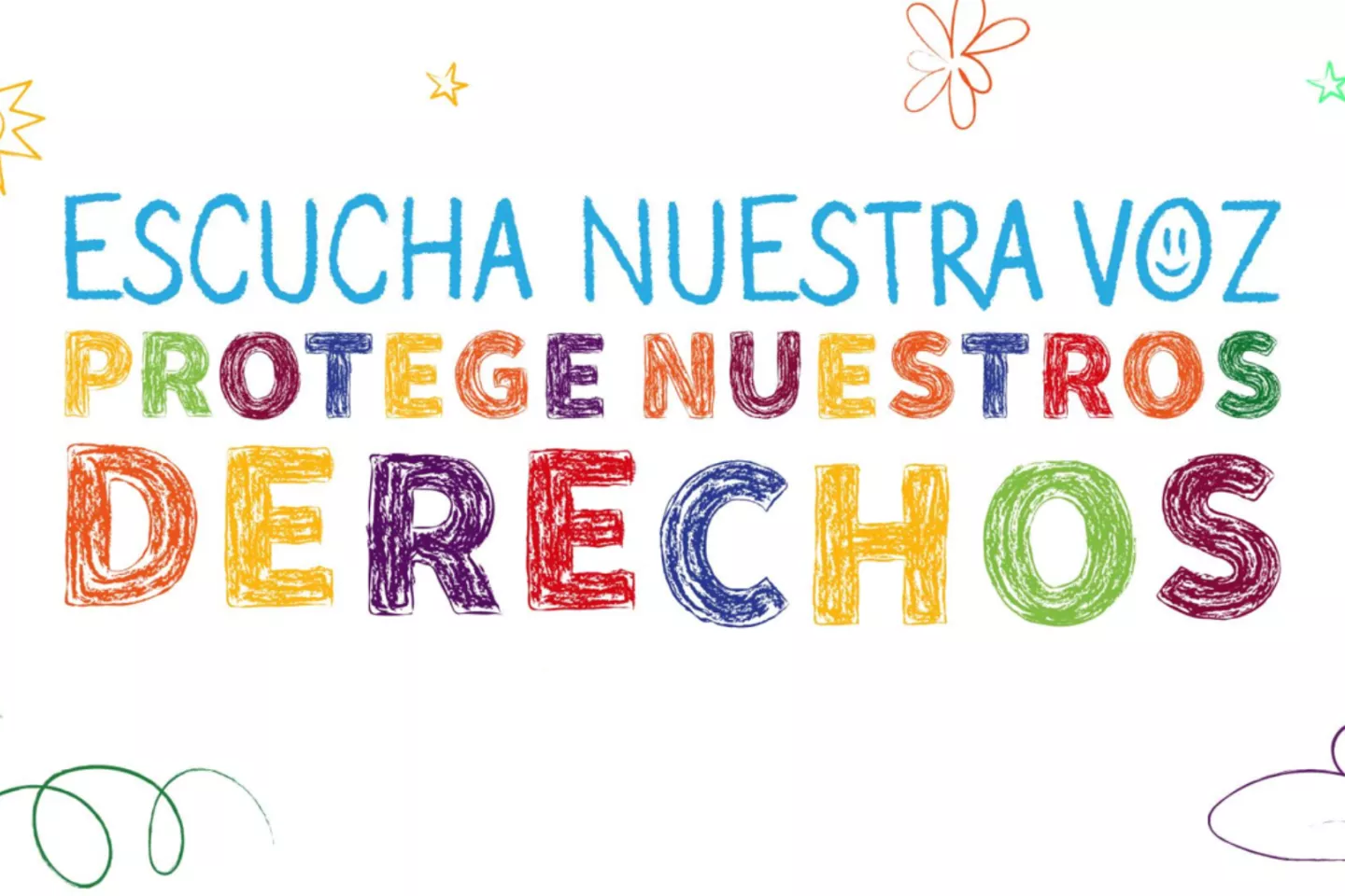 Logotema de la campa&ntilde;a escucha nuestra voz protege nuestros derechos