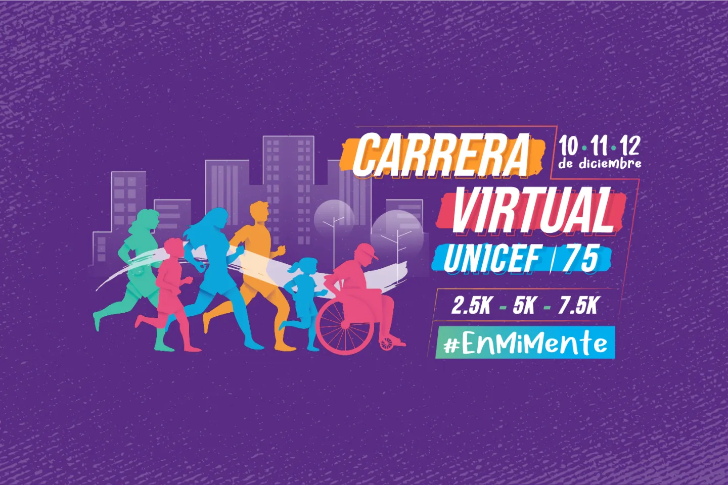 Portada con informaci&oacute;n de la carrera virtual UNICEF 75