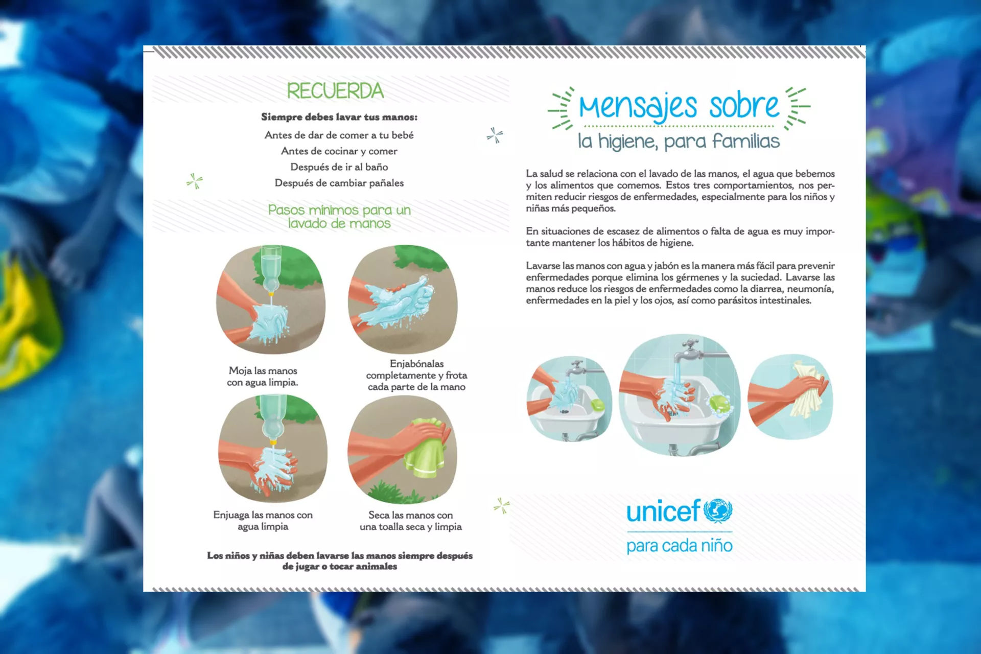 Mensajes sobre la higiene, para familias