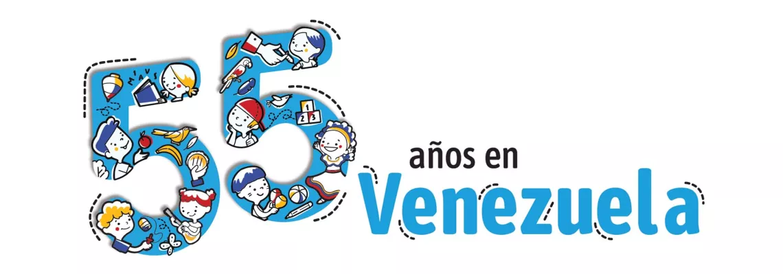 logtema del 55 aniversario de UNICEF en Venezuela
