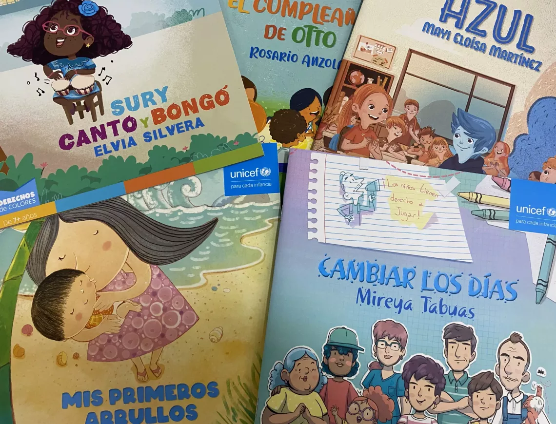 Im&aacute;genes de toda la serie de cuentos "Derechos de Colores" inspirados en la Convenci&oacute;n Sobre los Derechos del Ni&ntilde;o