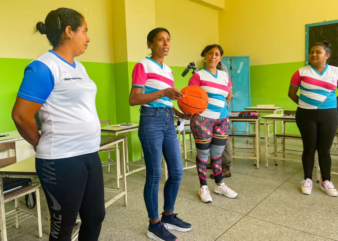 Teachers from a school located in the city of Las Tejer&iacute;as participate in a socio-emotional support session provided by UNICEF to learn how to support children to deal with their emotions after the landslide.