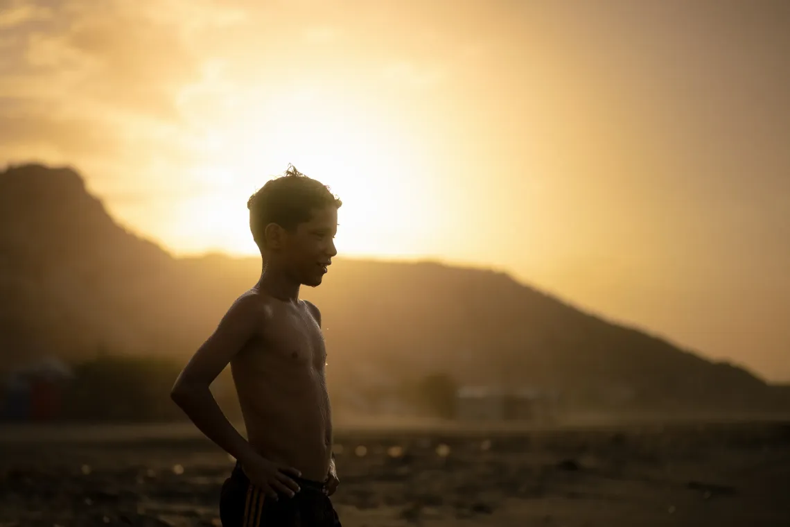 Dami&aacute;n, 13, at sunset in La Guaira, Venezuela.