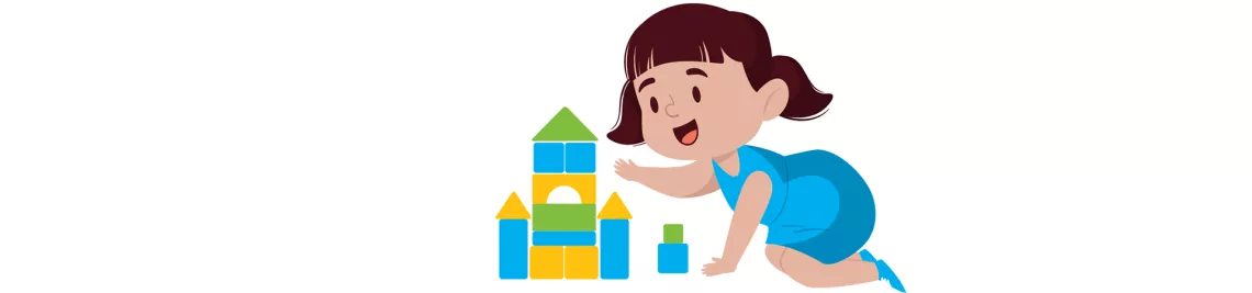 Ni&ntilde;a jugando con bloques de juguete.