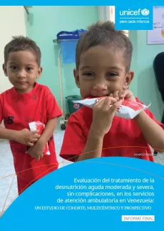 Portada del informe evaluaci&oacute;n del tratamiento de la desnutrici&oacute;n aguda moderada y severa no complicada
