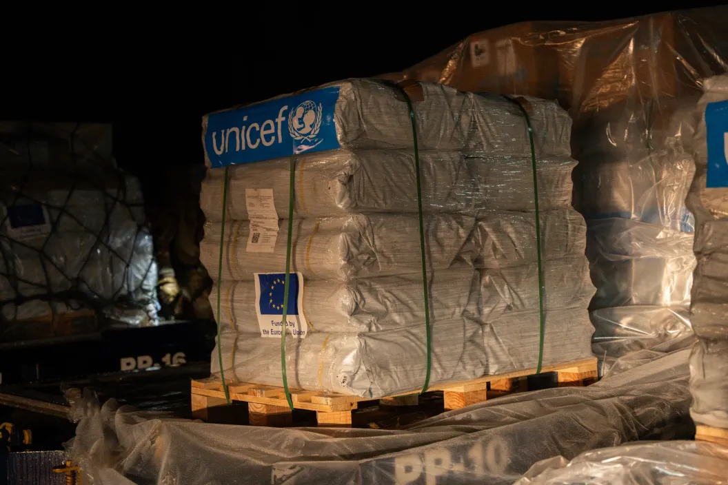 Cargamento de UNICEF en el Aeropuerto Internacional de Maiquet&iacute;a.
