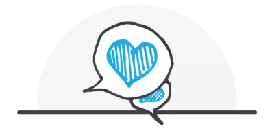Thought bubbles with hearts inside.