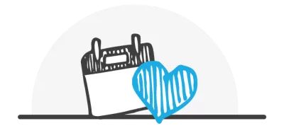 A heart next to a calendar