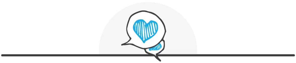 Thought bubbles with hearts inside