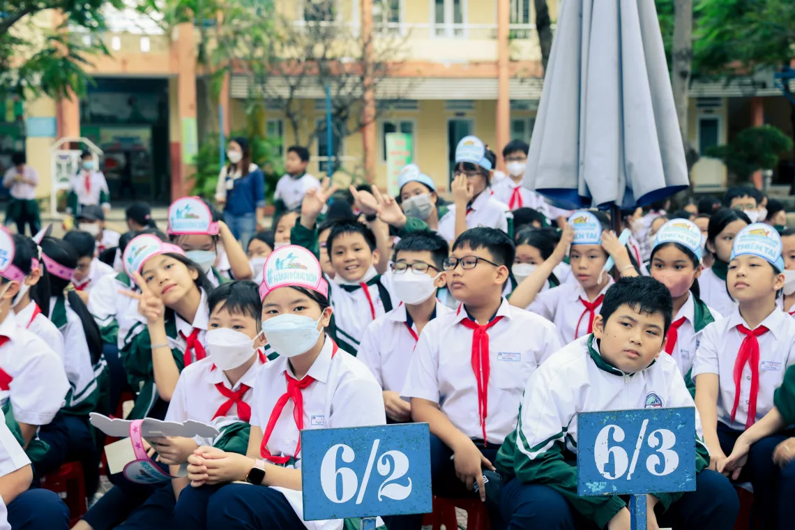 Students from Le Do junior high school, Da Nang attend the closing ceremony of the communication campaign on December 10, 2022.
