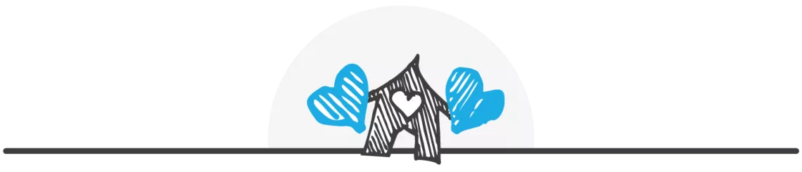An illustration of a house with hearts 
