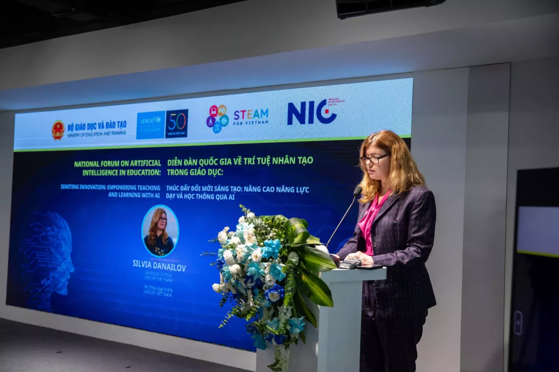 Silvia Danailov, UNICEF Representative in Viet Nam, spoke at the workshop.