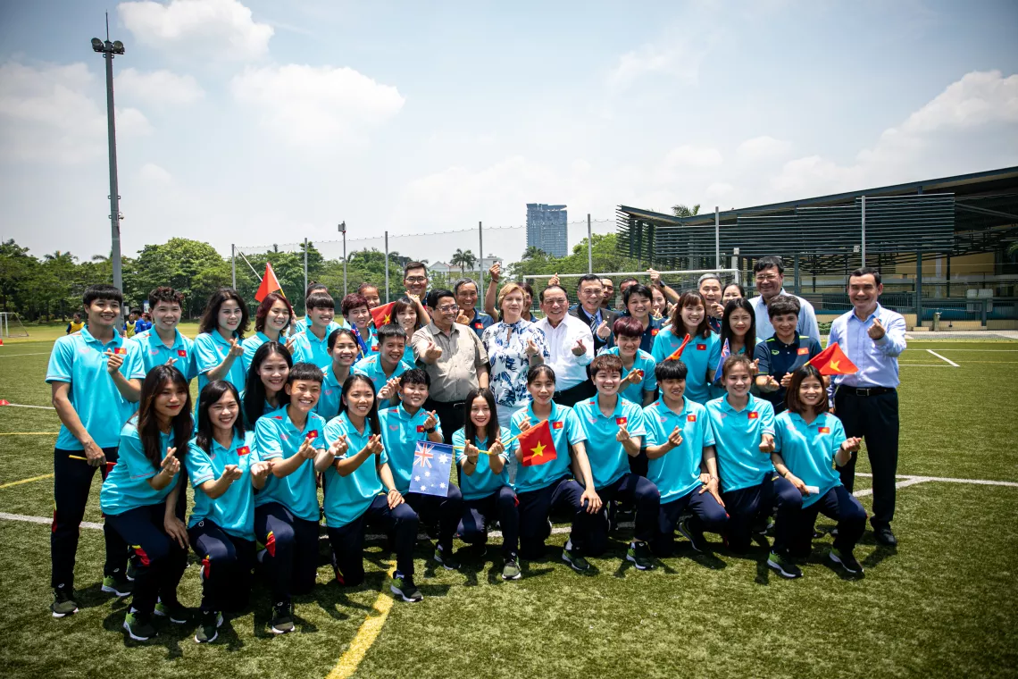 Players from the Vietnamese Women&rsquo;s National team also attended the event to say farewell before leaving for Germany for training in advance of the Women&rsquo;s World Cup.