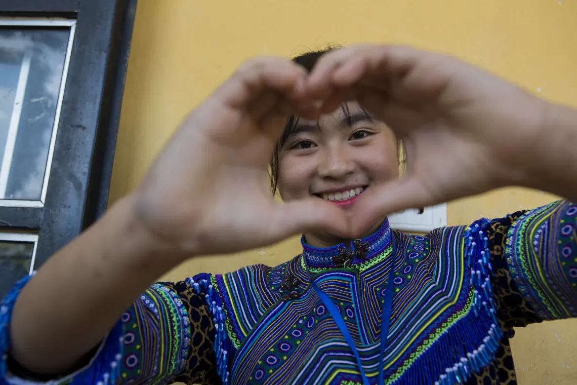 In the photo, Vang Thi Thu Ha, Ha accelerated learning in both her Mong native language and the Vietnamese language thanks to the UNICEF-backed Action Research on Mother Tongue-Based Bilingual Education programme, after attending the Ethnic Minority Boarding School in Bac Ha district, northern Lao Cai province.
