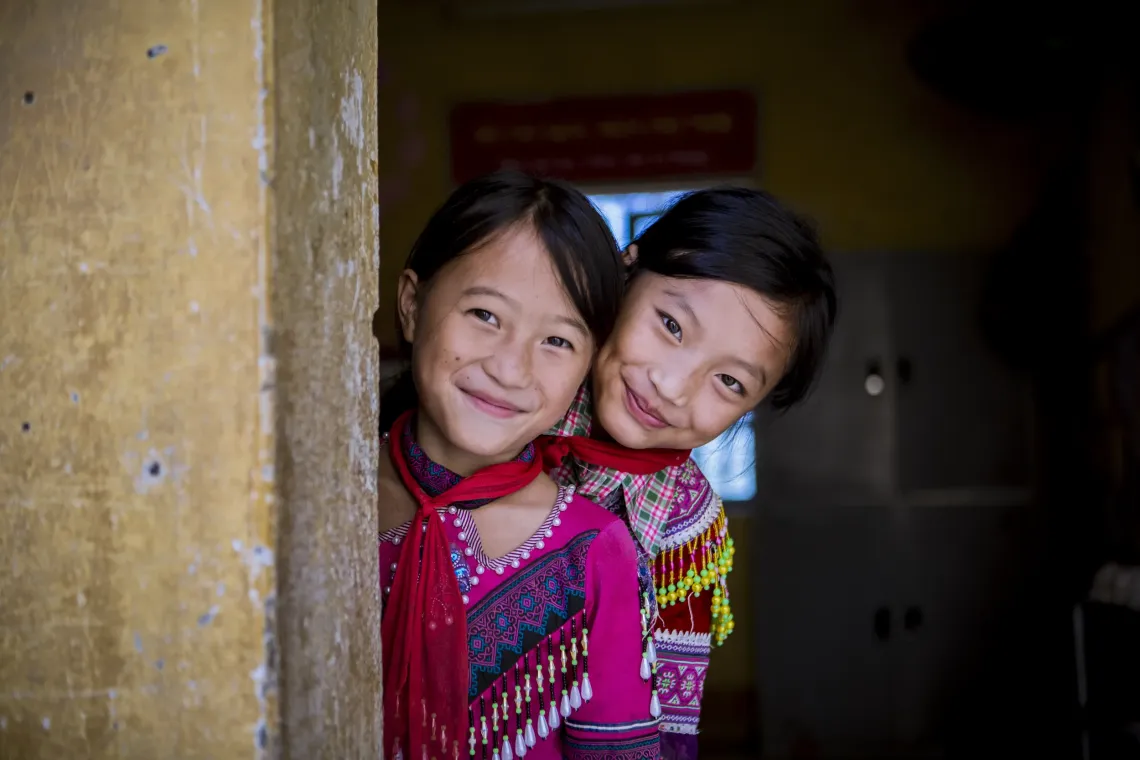 Giang Thi Ly (left) and Ma Thi Do, at Sin Cheng semi-boarding lower secondary school