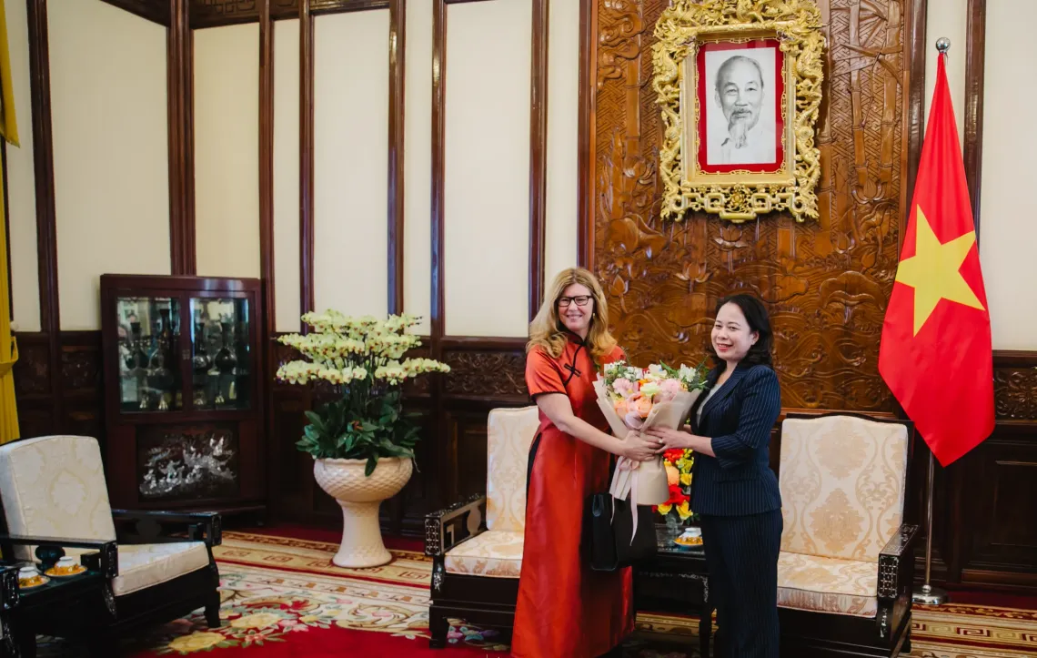 Silvia Danailov, UNICEF Viet Nam Representative, met with State Vice President Vo Thi Anh Xuan to discuss strengthening the partnership to advance children&rsquo;s rights in Viet Nam.  