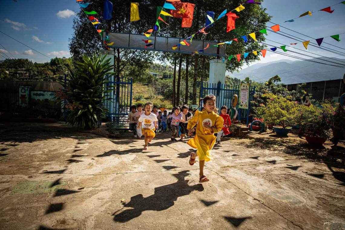 Students of the H&rsquo;Ra preschool, Phu Yen village, H&rsquo;ra commune, Mang Yang district, Gia Lai province on 9 January 2024. 