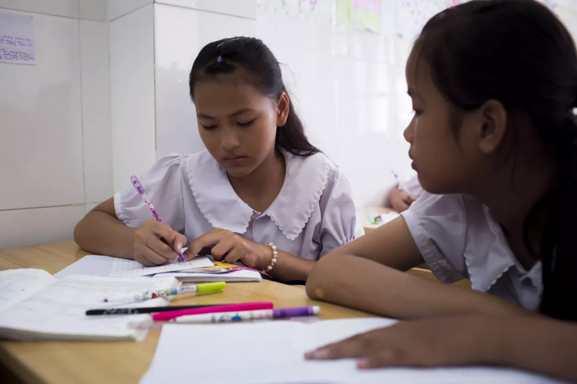 Ngan (left) went back to school