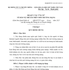 Bộ Quy tắc ứng xử về bảo vệ trẻ em tr&ecirc;n m&ocirc;i trường mạng