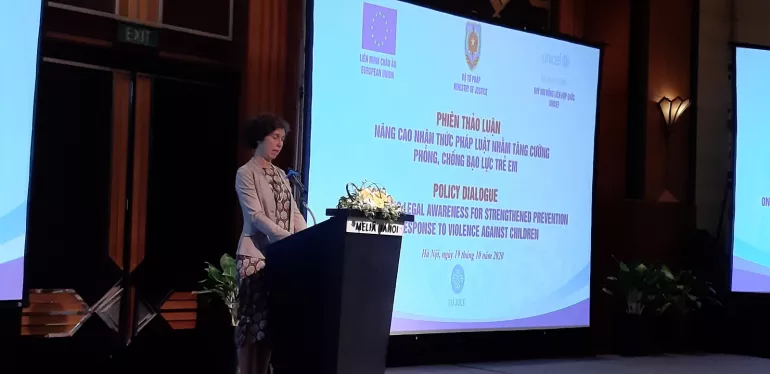 Ms Lesley Miller, UNICEF Deputy Representative deliver her opening remark at the event