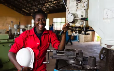 Rosemary Amponsah is training to become a welder at the Rural Enterprises Project in Bechem in the Brong-Ahafo Region of Ghana. 