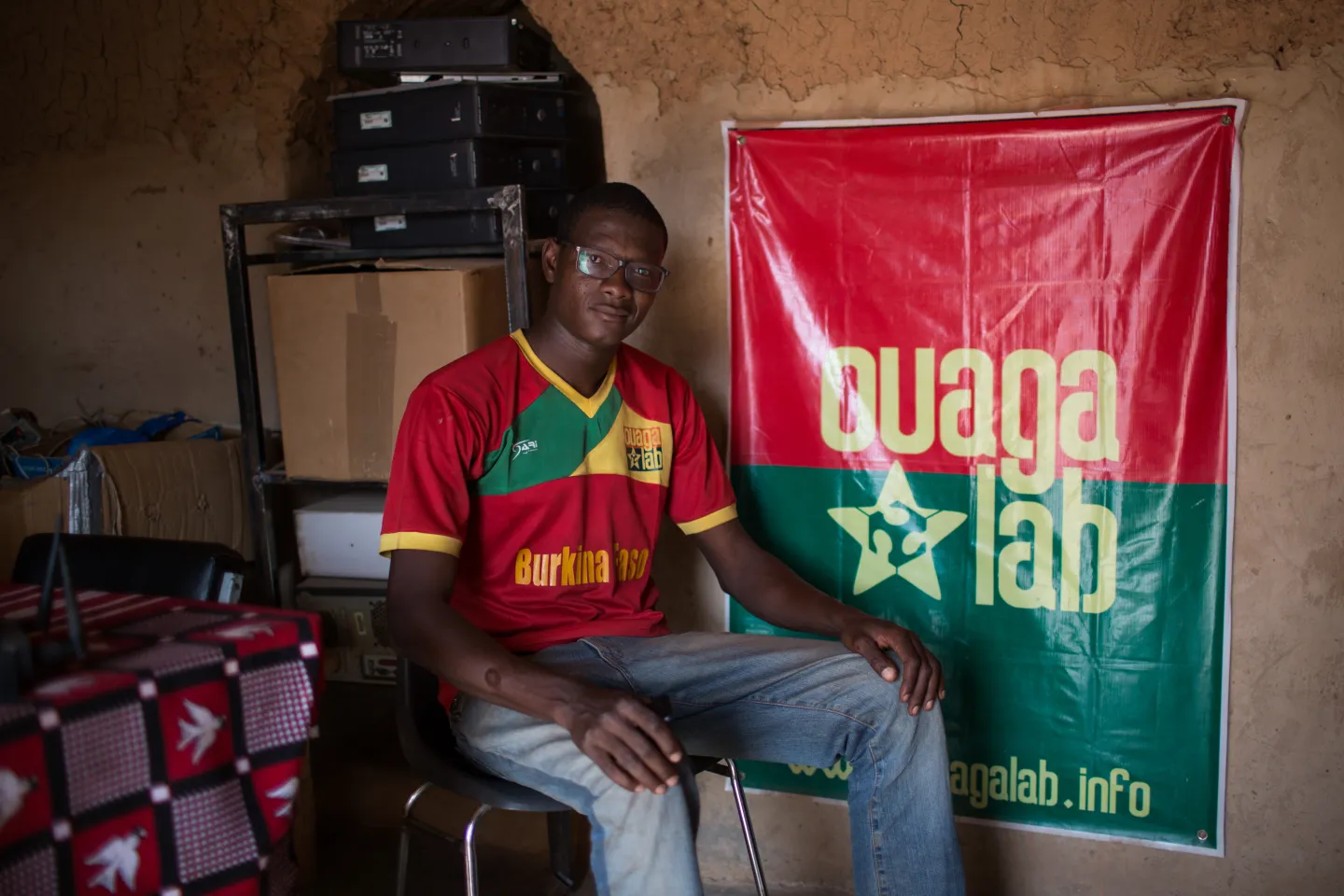 Gildas-Guiella, founder of Ouagalab &ndash; a coworking space dedicated to empowering youth through technology and computer programming, sits in the Ouagalab co-working space in Ouagadougou, Burkina Faso, 11 March 2016. 