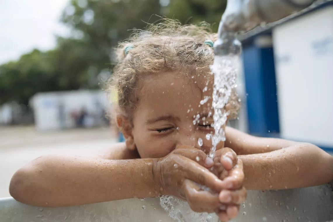 girl drinking water