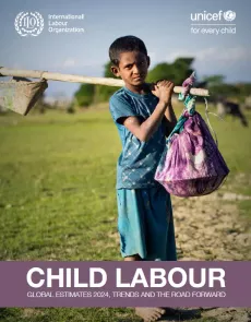 A report cover featuring a child carrying something on his shoulder