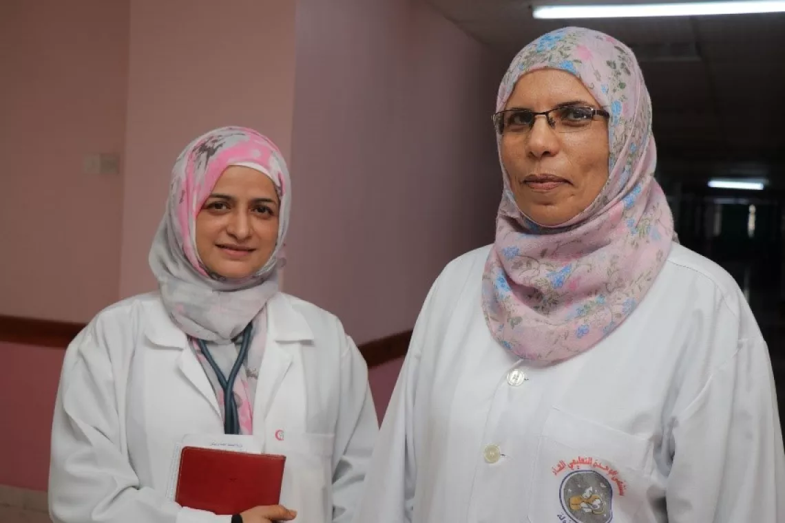 Nurse Faiza Mohammed and Dr. Aida at the Al Sabah Friendship hospital in Aden