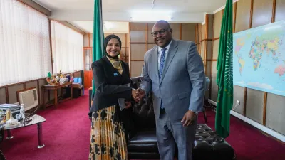UNICEF Zambia's Country Representative, Dr. Saja Farooq Abdullah presents her Letter of Credence to the Hon. Minister of Foreign Affairs, Mr. Mulambo Haimbe, (MP).