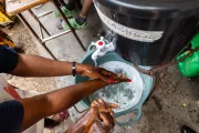 People washing hands