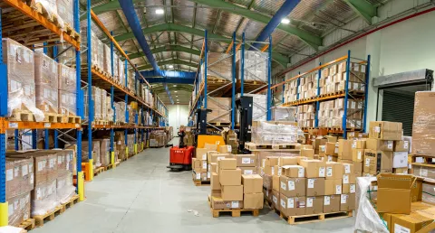 Warehouse in Mansa with boxes in Zambia