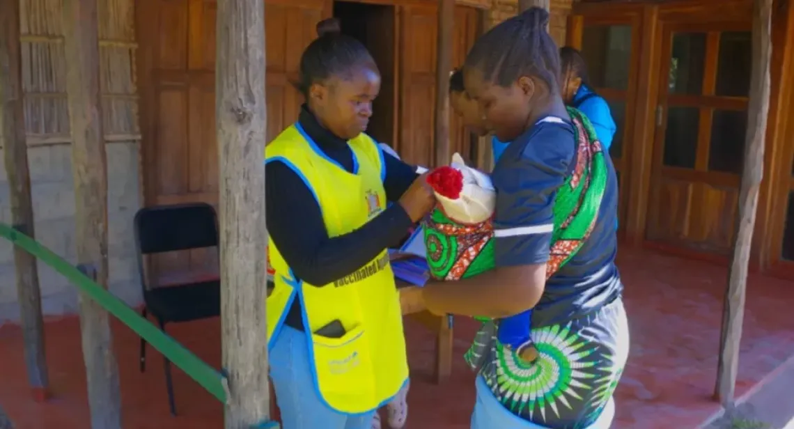 Baby Justin receives polio vaccination at Harbour Transit Point in Kalabo
