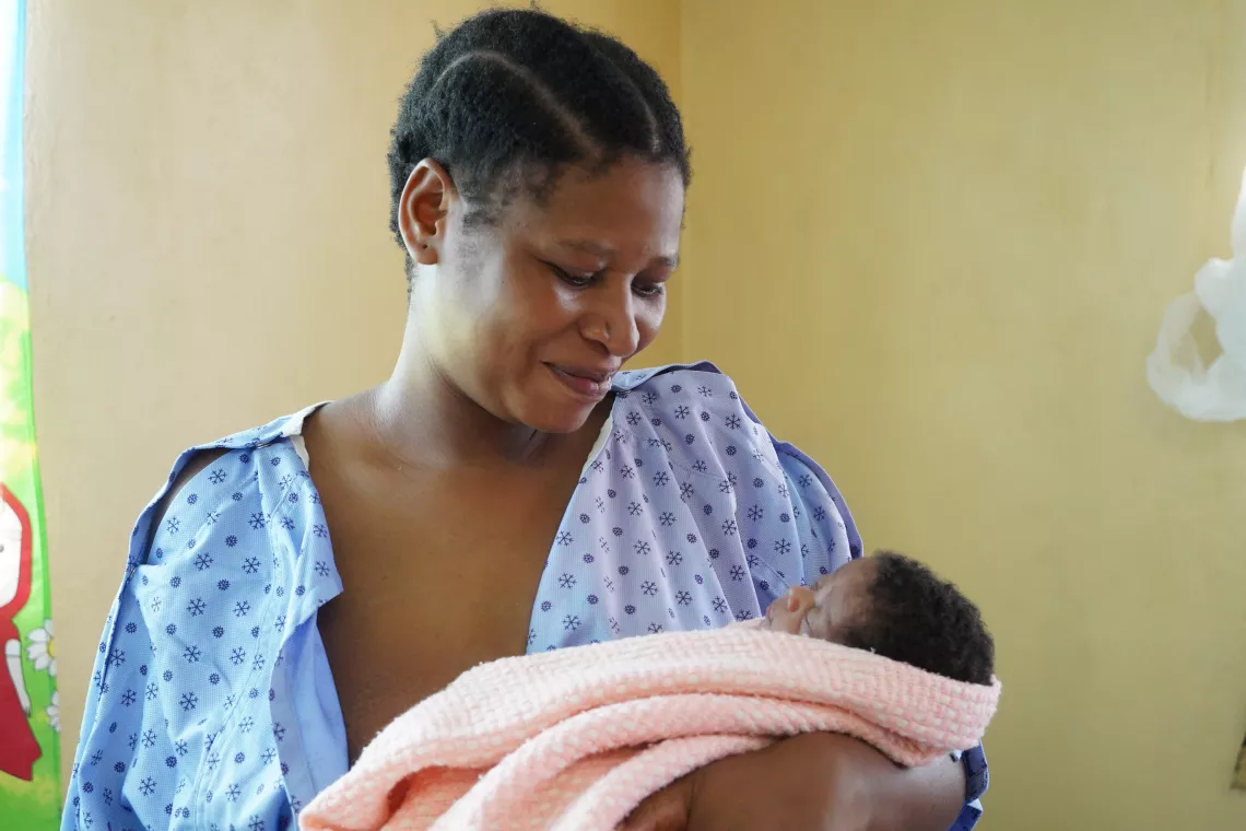 28-year-old Mary Zulu with her baby in the Kangaroo Mother Care ward at St Francis Hospital Katete District, Eastern Province 
