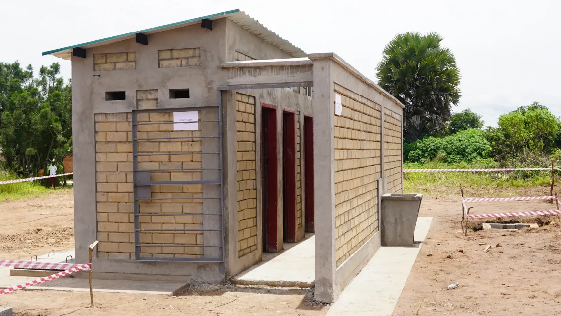 After: New school sanitation facilities under construction in Chifunabuli District, Luapula Province.