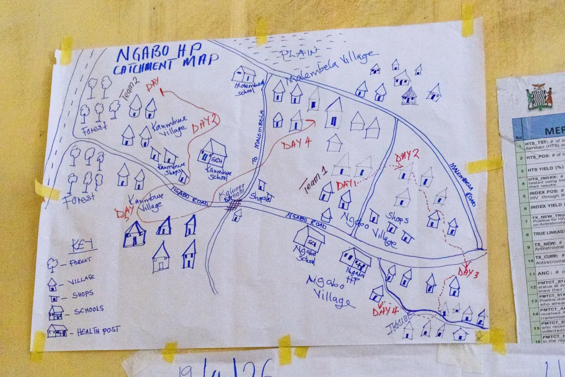 Each health facility mapped its catchment area to guide vaccination teams during the campaign.