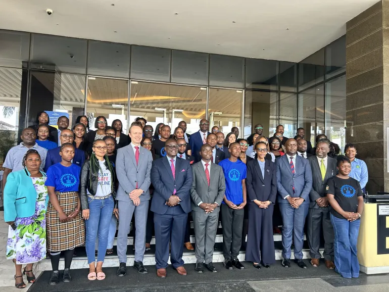 Stakeholders and child participants pose for a photo during the launch of the Child Justice Week 2026.