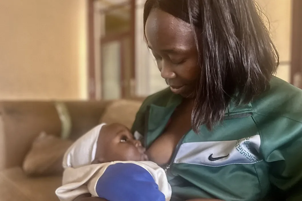 Seven-month-old Alinaswe enjoys the warmth, comfort and closeness of breastfeeding with his mother Nancy Naliti.